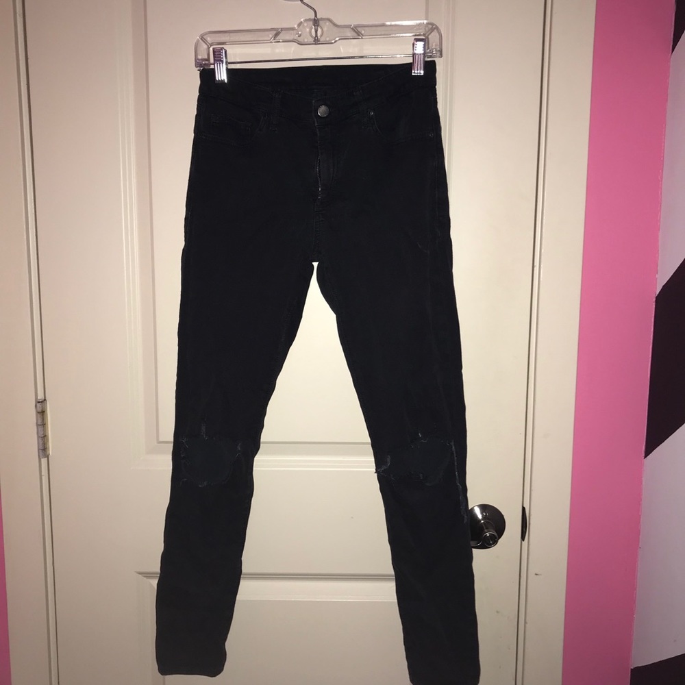 TOPSHOP moto ripped black jeans